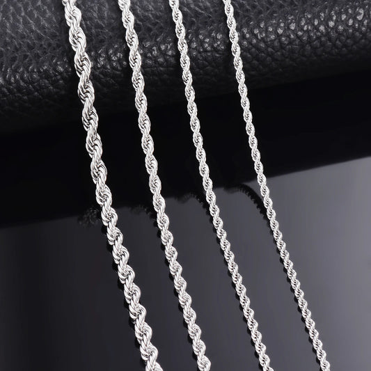 1 pieza de acero Color ancho 2mm/2,5mm/3mm/4mm/5mm/6mm collar de cadena de cuerda/pulsera para hombres y mujeres collar de cadena de acero inoxidable