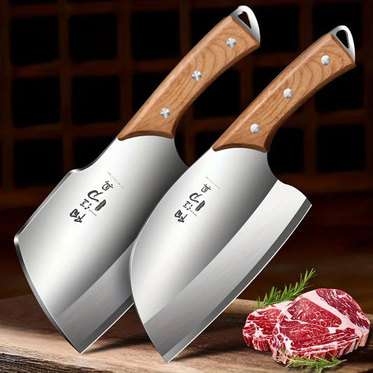 1 ud./2 uds., cuchillo de doble uso para cortar verduras y huesos de acero inoxidable para el hogar, cuchillo súper afilado y sin afilar